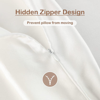 Pillowcase 100% Mulberry Silk for Hair and Skin, Double Sided 19 Momme Pure Silk Pillow Case with Hidden Zipper and Gift Box (Ivory White, 1 PC, Toddler 13"X18")