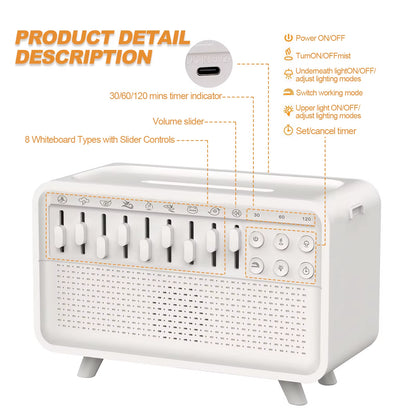 3In1 Flame Air Diffuser Humidifier Ultrasonic Aromatherapy 8 White Noise Combination & Bluetooth Music Player Fragrance Diffuser