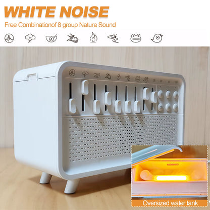3In1 Flame Air Diffuser Humidifier Ultrasonic Aromatherapy 8 White Noise Combination & Bluetooth Music Player Fragrance Diffuser